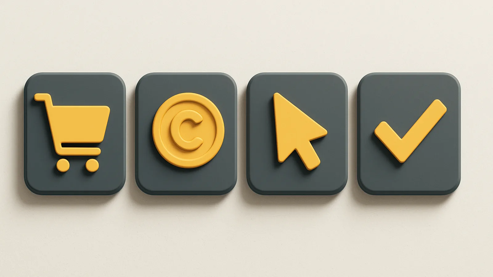 Four abstract metric tiles representing key Amazon advertising KPIs