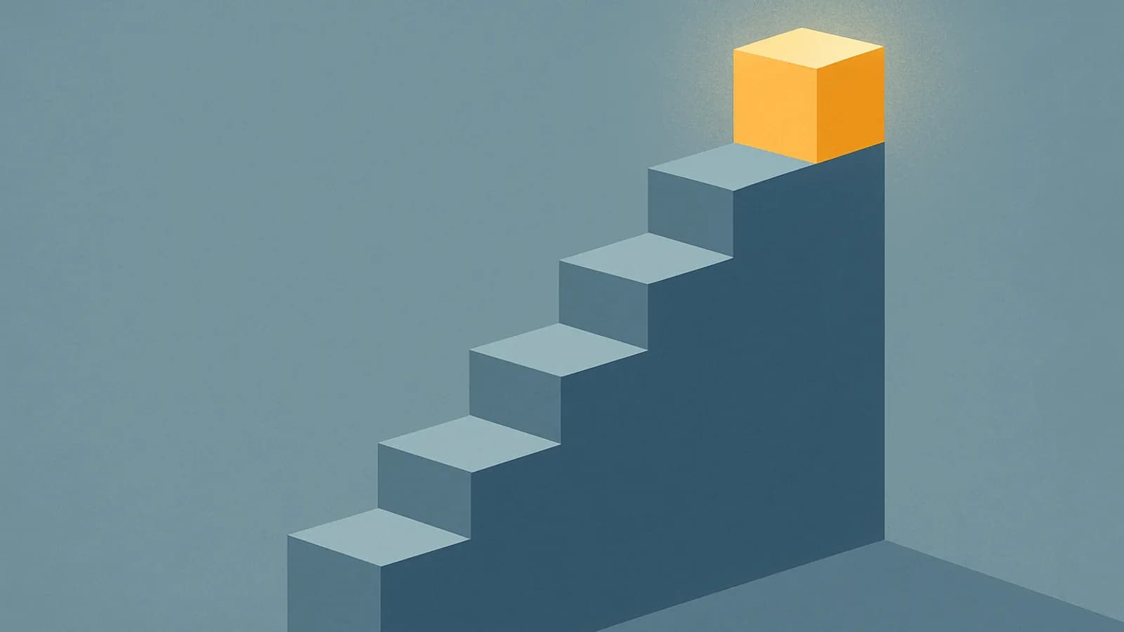 Ascending stepped blocks climbing toward a highlighted top slot, illustrating Amazon Sponsored Products auction escalation on top-of-search placements