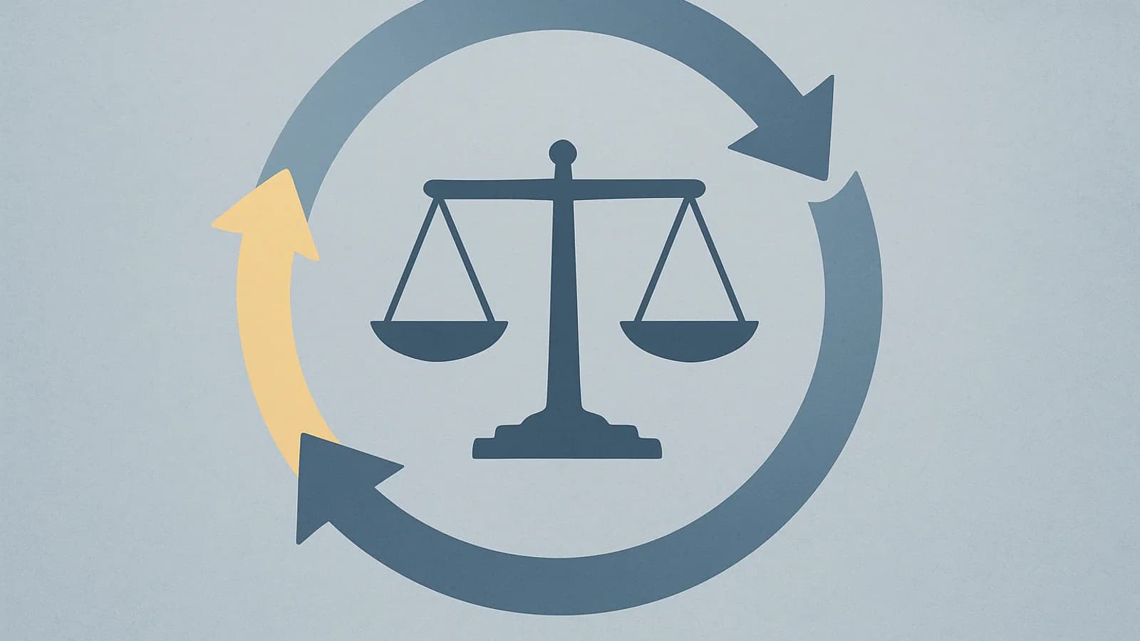 Circular arrows balancing two weighted scales, illustrating a continuous bid-optimization loop weighing Amazon ad cost against conversions
