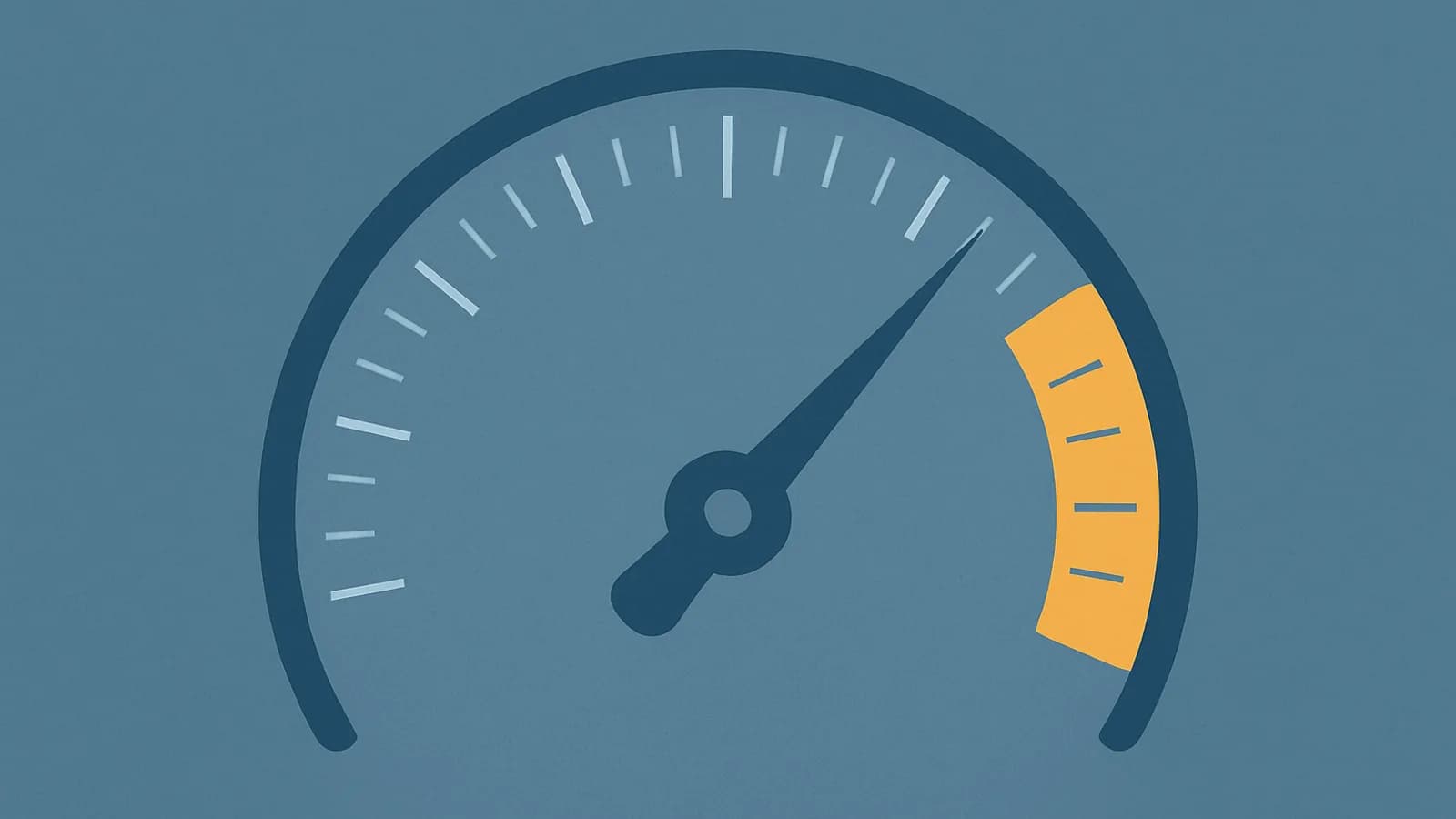 A performance gauge with its needle pushed past the target into a warning zone, illustrating an Amazon Sponsored Products target ACoS slipping under rising CPCs