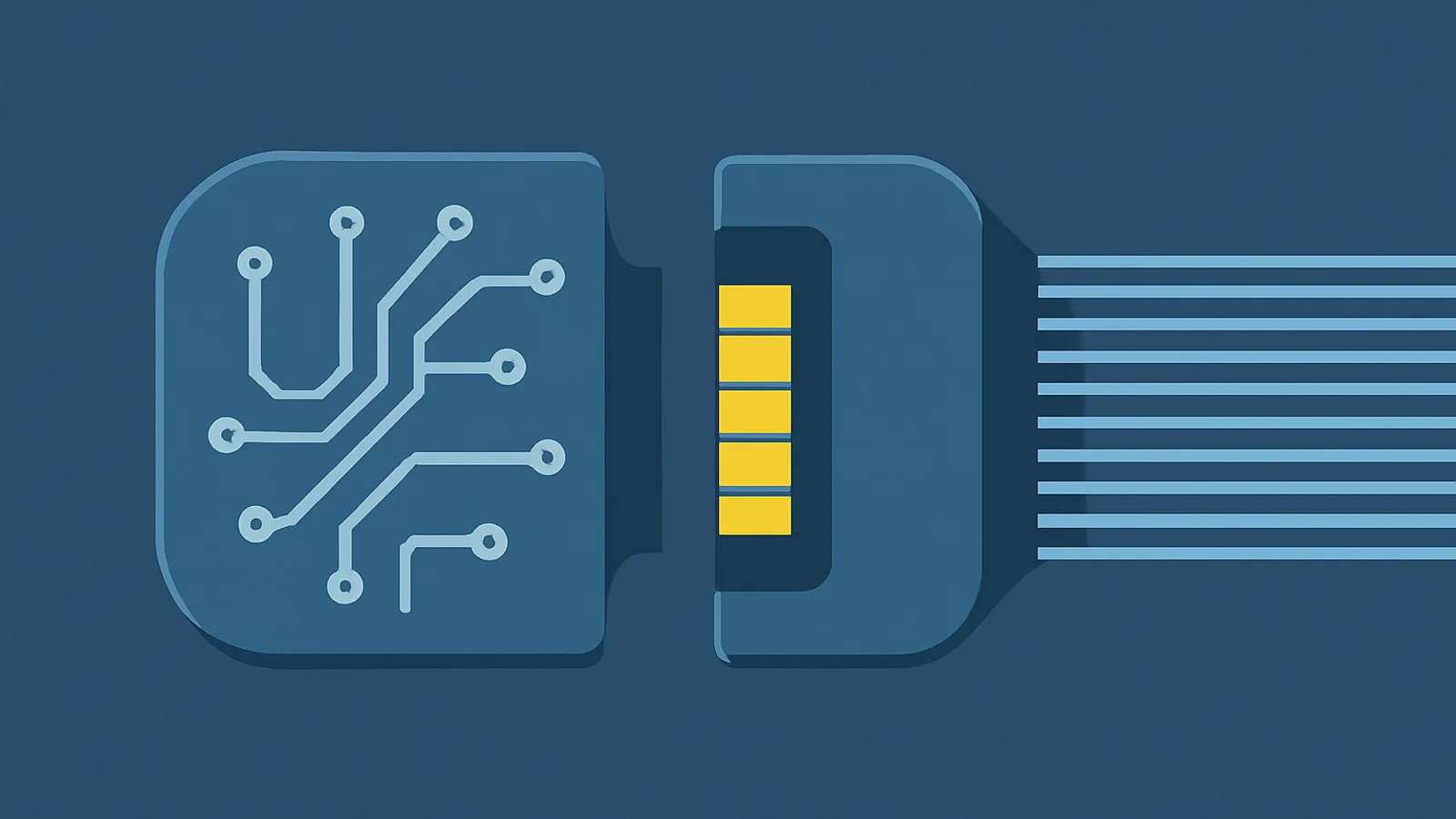 A connector plugging an AI agent into a live Amazon Ads data stream, illustrating how the Amazon Ads MCP server links ChatGPT or Claude to your advertising account.