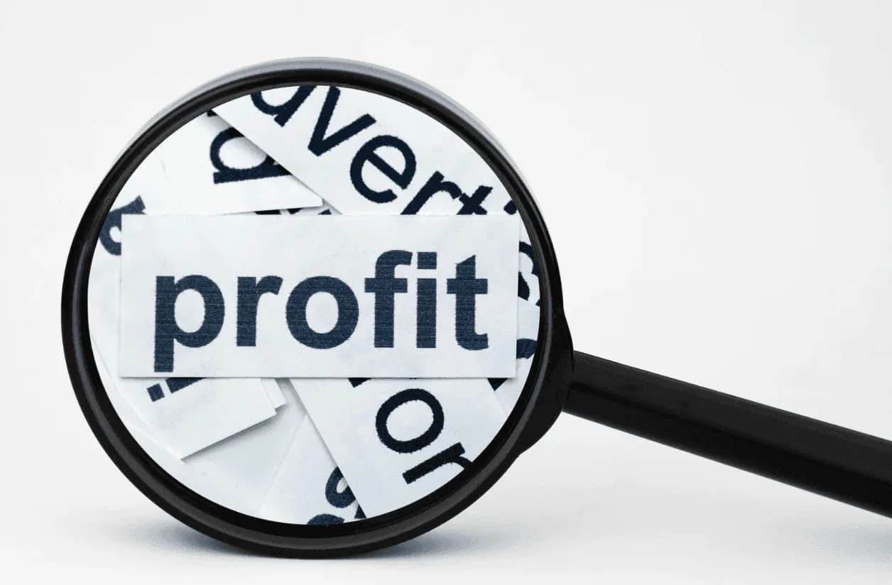 Magnifying glass focusing on the word “profit,” illustrating the need for Amazon sellers to protect margins amidst rising costs